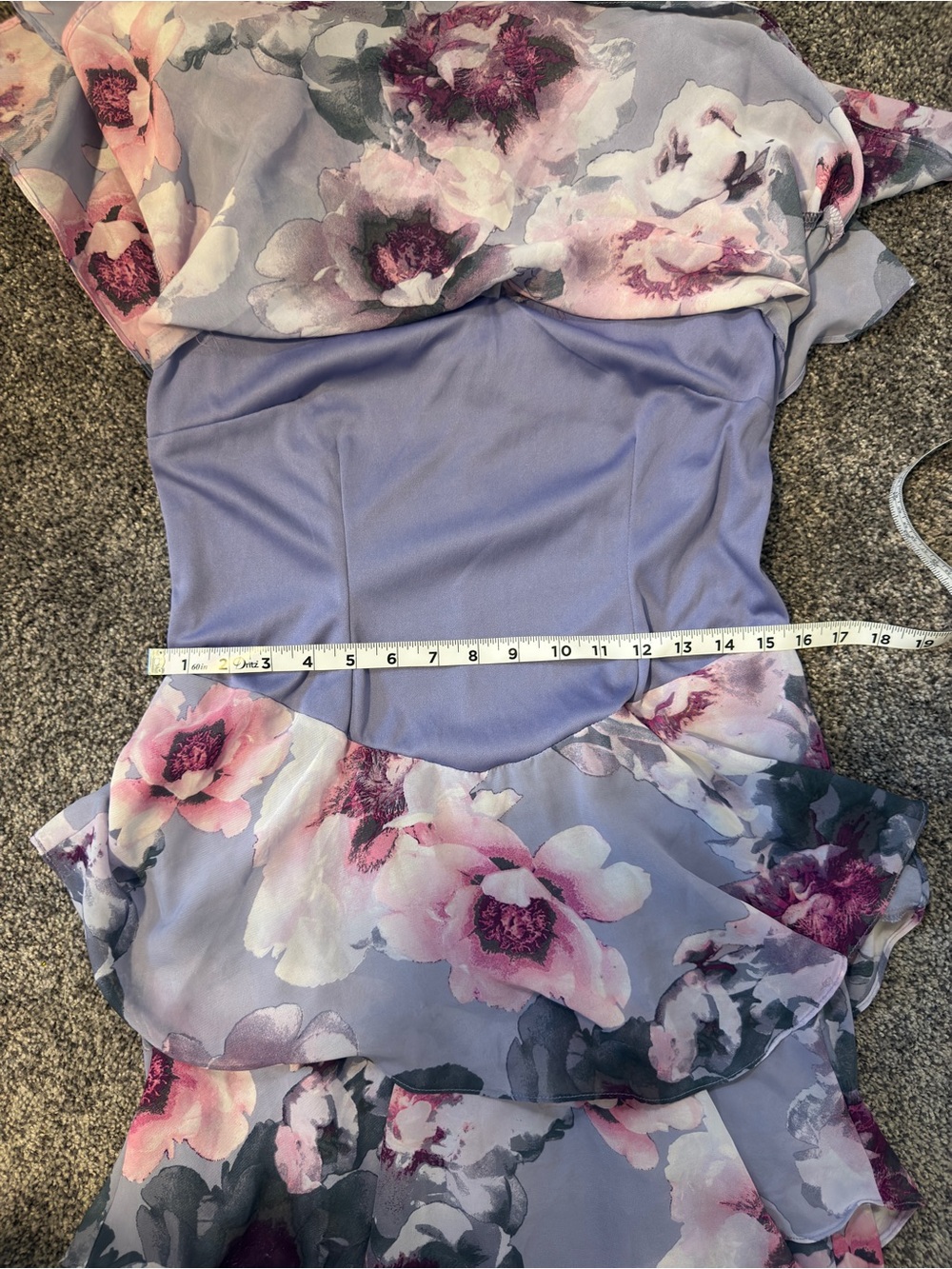 SLNY Floral Chiffon Tiered Dress Size 10 Lavender Pink - Picture 9 of 11